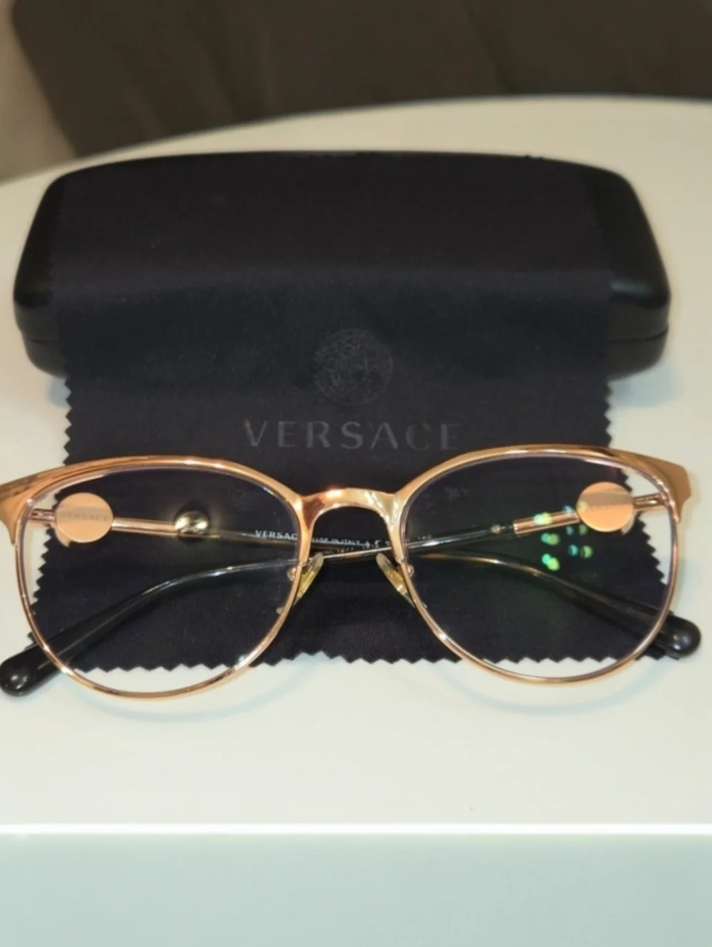 Versace VE 1271 Pink Gold Cat Eye Eyeglasses 54-18 Italy